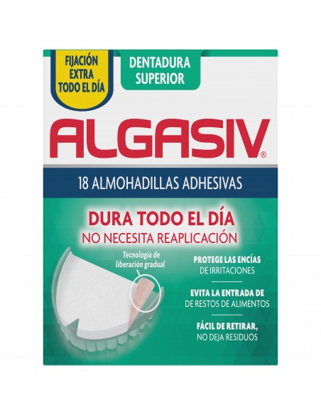 Algasiv Almohadillas Adhesivas para Dentaduras Postizas Superior 18 unidades